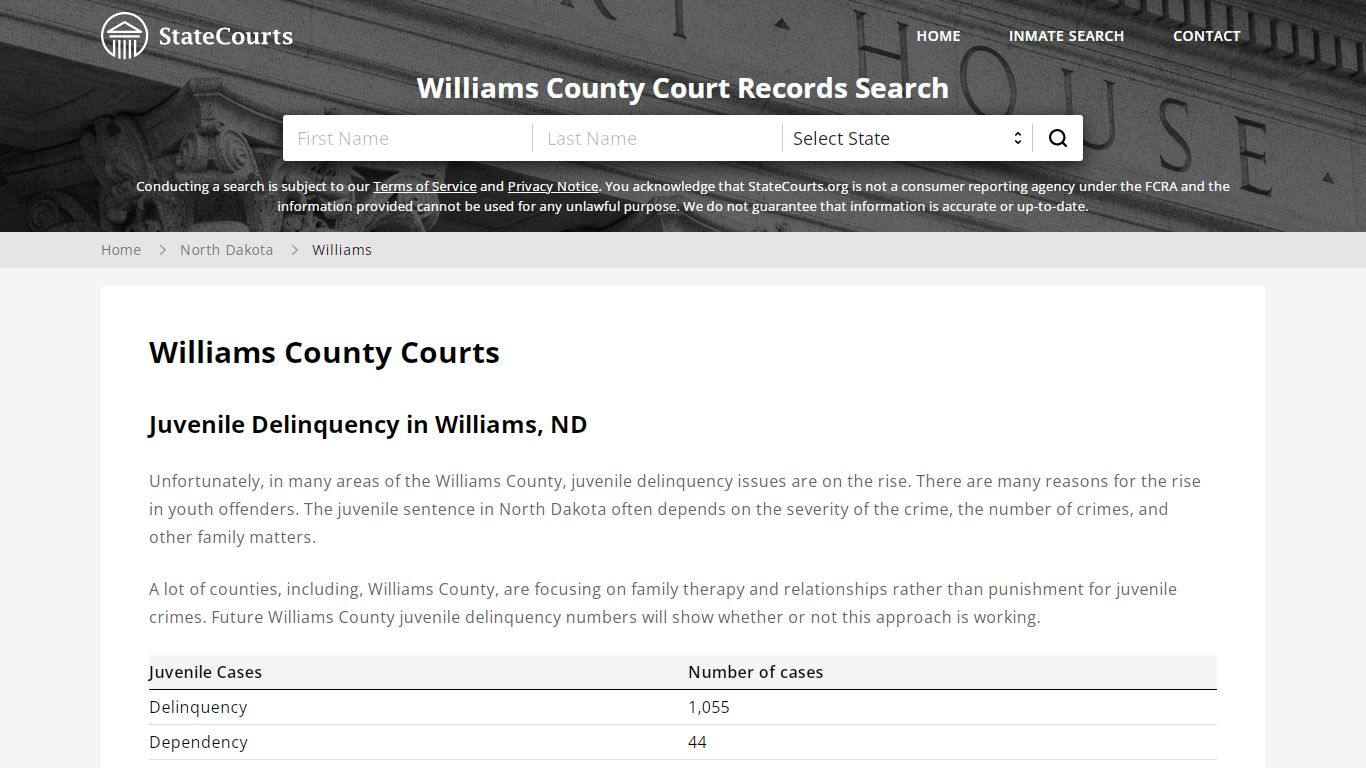 Williams County, ND Courts - Records & Cases - StateCourts