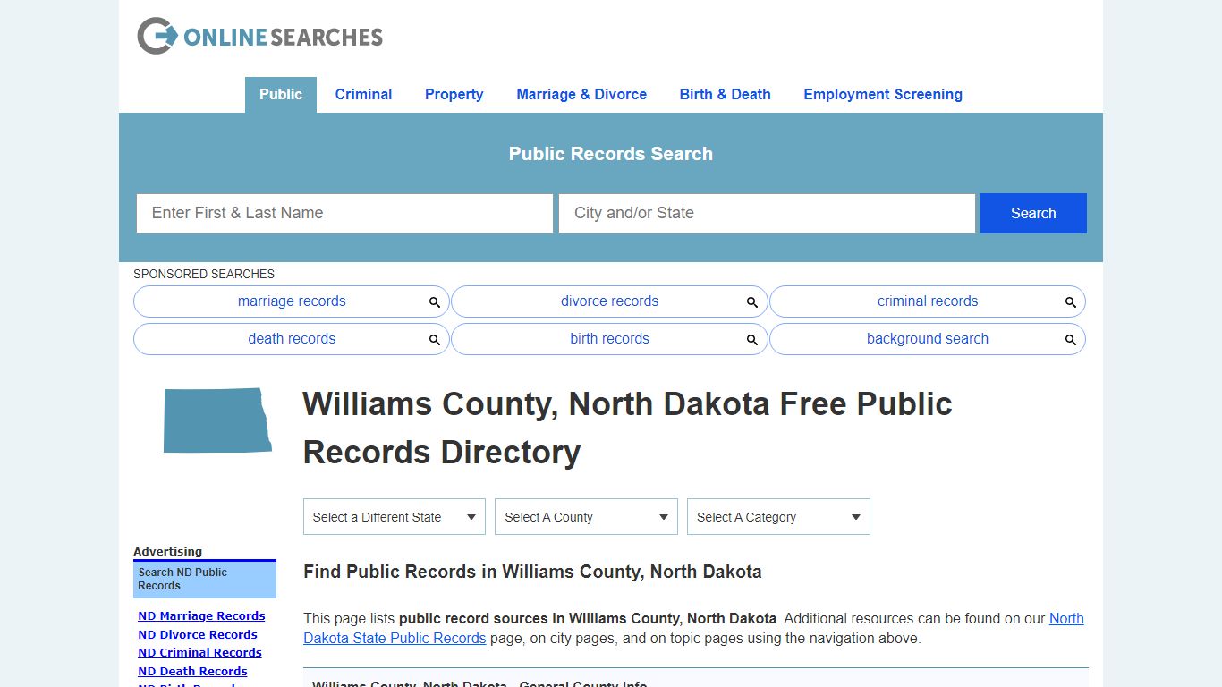 Williams County, North Dakota Public Records Directory