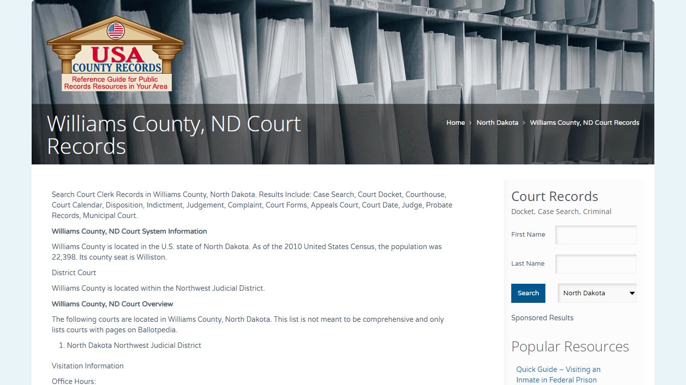 Williams County, ND Court Records | Name Search