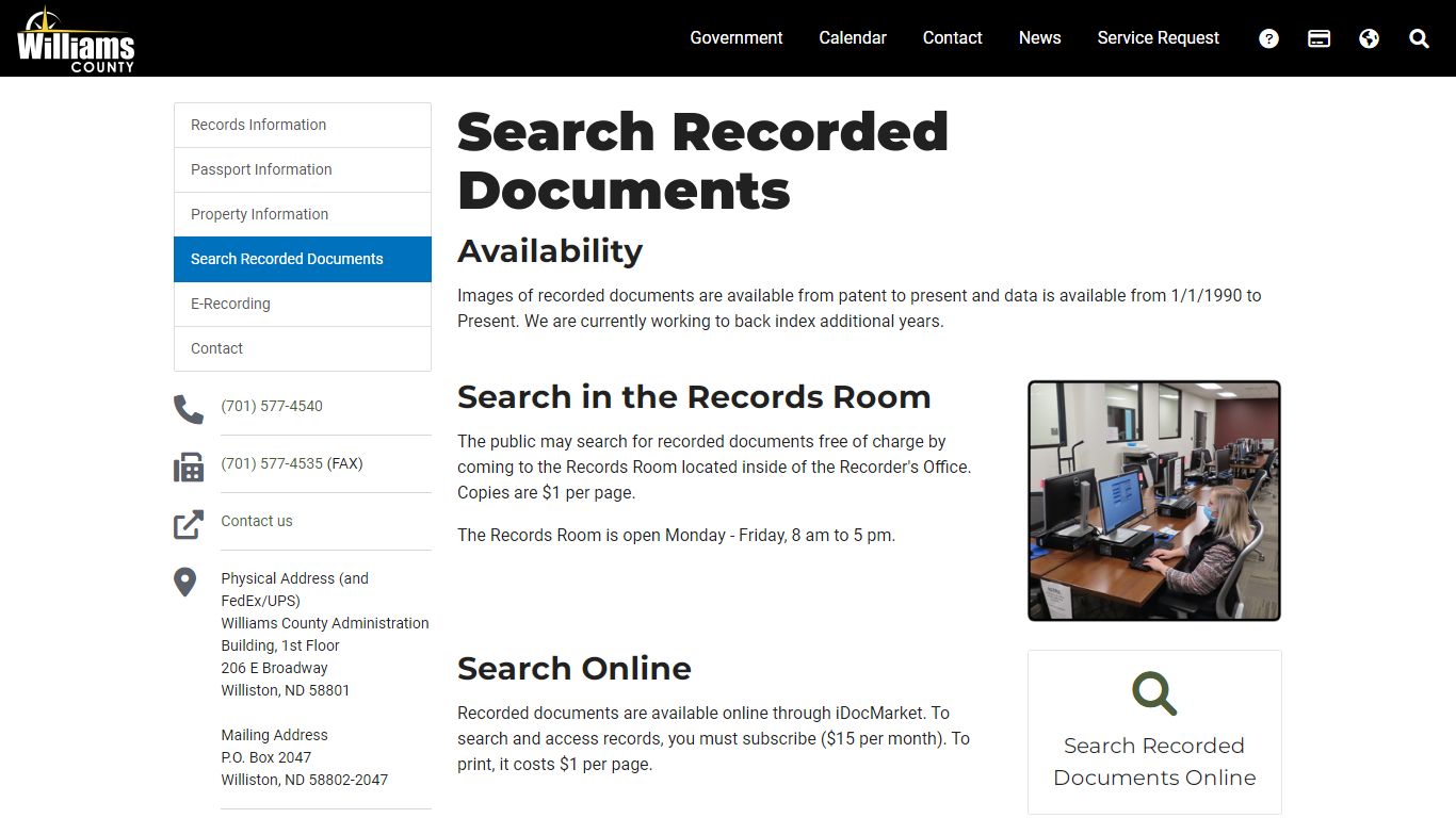 Search Recorded Documents - Williams County, ND